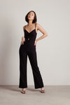 How Many More Black Front Lace Up Jumpsuit