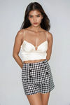 Checkmate Plaid Buttoned Shorts - Black/Ivory