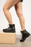 Jax Black Chunky Lace Up Platform Boots