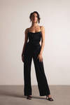 Juliette Black Satin Cowl Neck Cut Out Jumpsuit