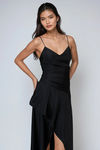 Just Dance Ruched Asymmetrical Maxi Dress - Black