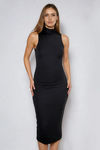Keep it Bold Mock Neck Bodycon Midi Dress - Black