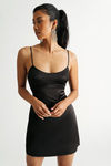 Layla Satin Cami Mini Dress - Black