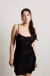 Lesli Black Satin Bodycon Mini Dress