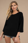 Let Me Long Sleeve Knit Black Top 