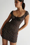 Love Language Black Floral Tied Bodycon Mini Dress