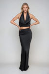 Made To Slay Halter Top and Maxi Skirt Set - Black