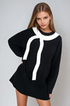 Mon Amour Bow Sweater Mini Dress - Black