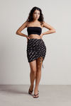 Deepi Black Multi Floral Ruched Mini Skirt