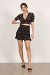 Delphine Black Multi Printed Ruched Skirt