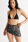 Set Me Free Black Multi Bikini Set With Butterfly Cover-Up Skirt