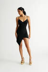 Natasha Black Asymmetrical Bodycon Dress