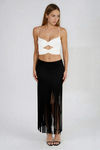 Night Affair Fringe Maxi Skirt - Black