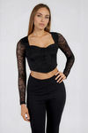 Night Out Glow Sweetheart Corset Top - Black