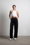 Nostalgia Blues Black Pleated Wide Leg Trouser Pants