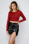 Play Nice Leather Slit Mini Skirt - Black