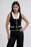Polished Charm Collared Vest Top - Black