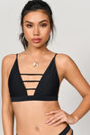 Power of Love Triangle Cutout Bikini Top - Black