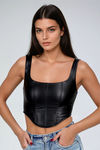 Power Play Leather Corset Top - Black