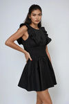Pretty Girls Ruffle Flare Mini Dress - Black