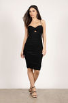 Pull Me In Keyhole Ruched Dress - Black