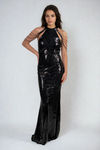 Radiant Mirage Beaded Sequin Maxi Dress - Black