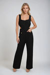 Regal Edge Tweed Jumpsuit - Black