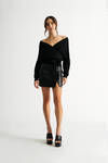 Relax Sweetie Black Wrap Tie Sweater