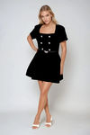 Royal Bloom Belted Velvet Mini Dress - Black