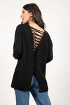 Shallow Waters Black Lace Up Sweater