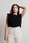 Shrug It Off Black Padded Shoulder Tee
