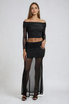Simply Irresistible Off Shoulder Crop Top and Maxi Skirt Set - Black