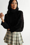 So Breezy Black Turtle Neck Cable Knit Sweater