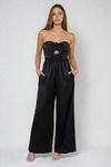 Strike a Pose Cutout Satin Jumpsuit - Black