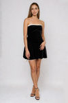 Swept Away Strapless Lace Up Mini Dress - Black