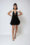 Trophy Girl Plunging Bow Tie Mini Dress - Black