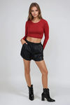 Urban Edge Draw String Leather Shorts - Black