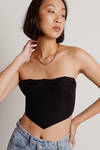 Waiting On You Black Ruched Bustier Crop Top