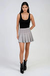 Sweet Swirl Pleated Plaid Mini Skirt - Black White