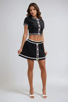 Turn Heads Sweater Mini Skirt - Black/White