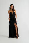 Your Sweetheart Black Surplice Ruffle Slit Maxi Dress