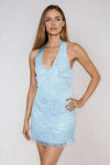 Call Me Yours Lace Halter Mini Dress - Blue