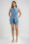 Dream in Denim Vest Top and Short Set - Blue
