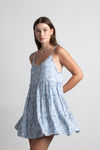 Factor It In Blue Floral Tiered Shift Dress