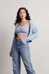 Hina Sweater Crop Top and Cardigan Set - Blue