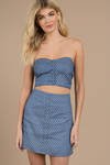Lucca Couture Jada Blue Strapless Crop Top