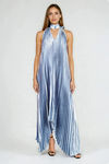 All the Spark Halter Pleated Maxi Dress - Blue Silver