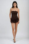 Flirty & Fab Tube Lace Romper - Brown