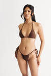 Nymph Brown O-Rings Wrap Around Tie Bikini Set