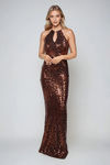 Risk Taker Mermaid Sequin Maxi Dress - Brown
